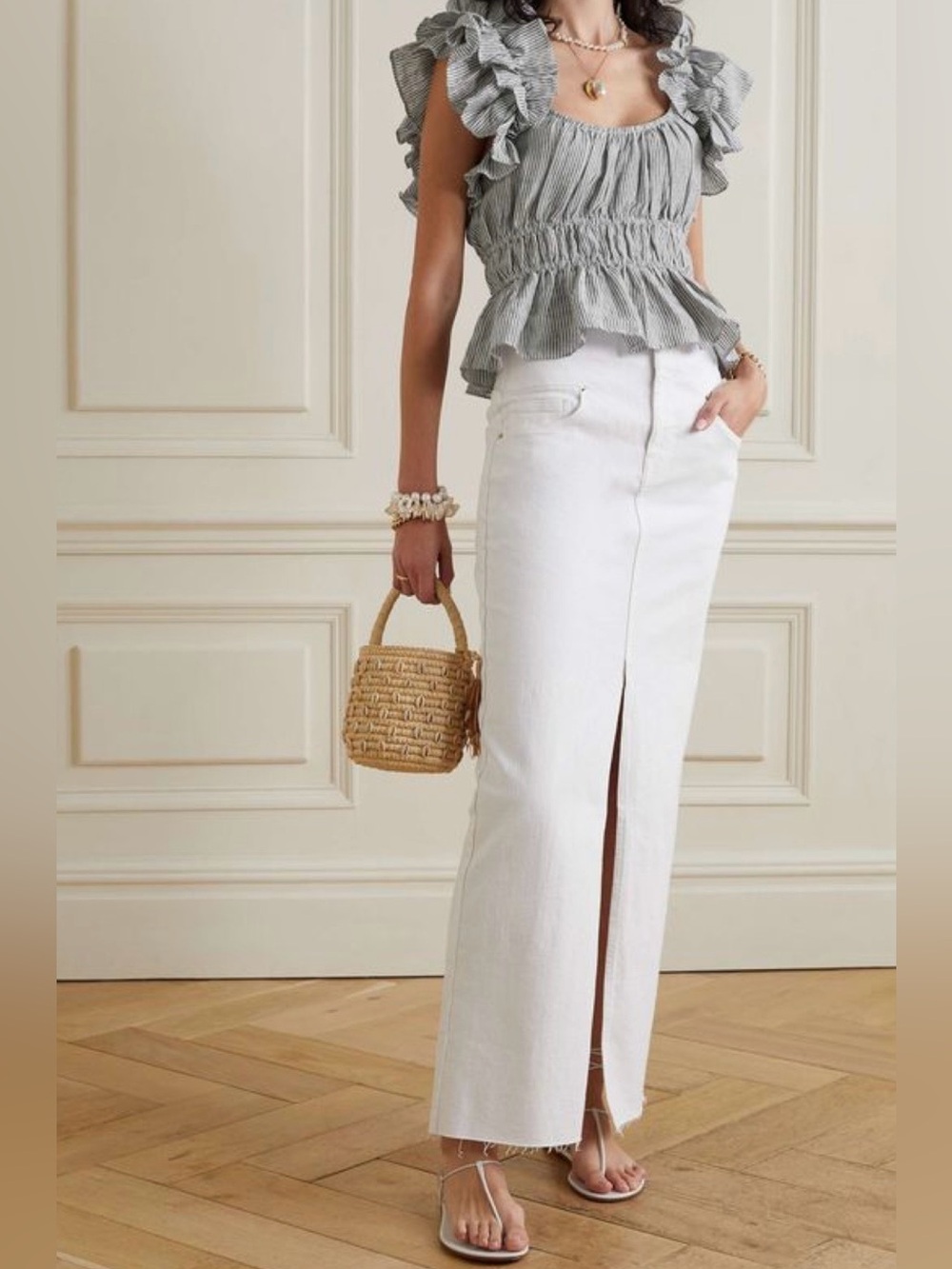 Ulla Johnson Linen Ruffled Peplum Blouse - Picture 6 of 13